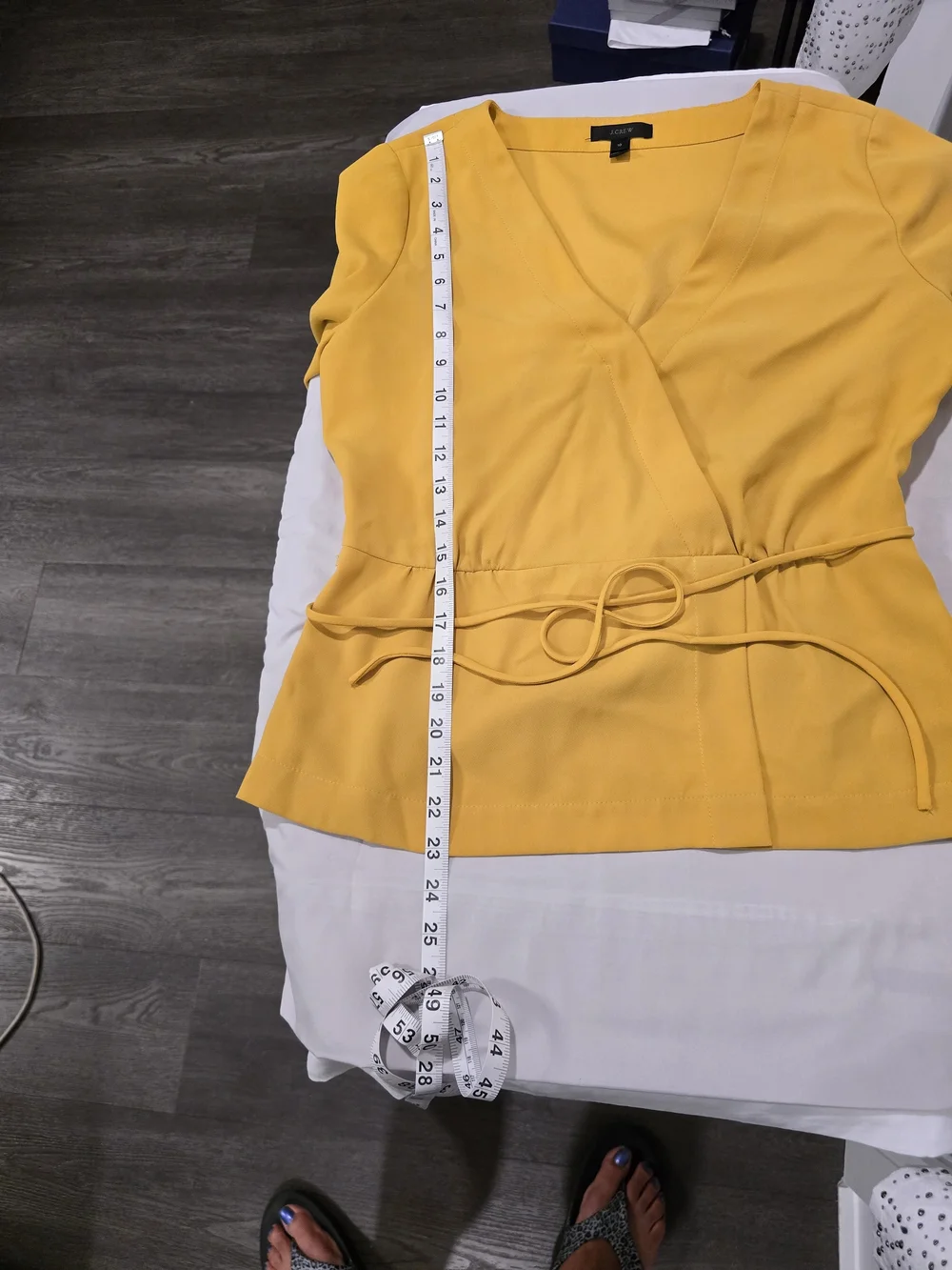 J. Crew Mustard Wrap-Front Peplum Top - Women's Sz 10